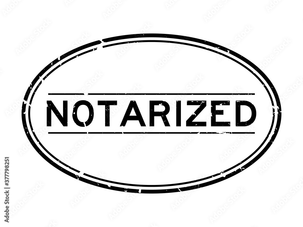 Sticker Grunge black notarized word oval rubber seal stamp on white background