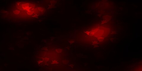 Dark Red vector background with circles, stars. Abstract illustration with colorful spots, stars. Design for textile, fabric, wallpapers.