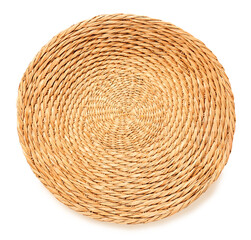 Wicker tray on white background