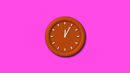 Amazing brown color 3d wall clock on pink background