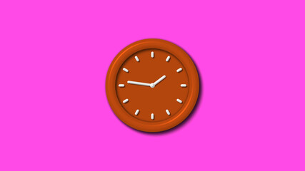 Best 12 hours counting down 3d wall clock on pink background