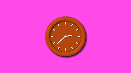 Best 12 hours counting down 3d wall clock on pink background