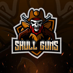 Skull guns mascot sport logo design