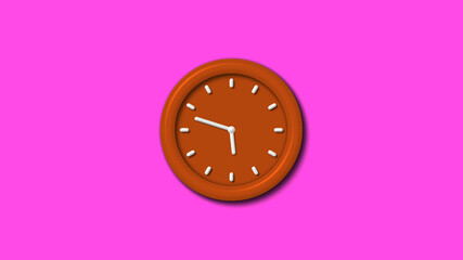 Best 12 hours counting down 3d wall clock on pink background