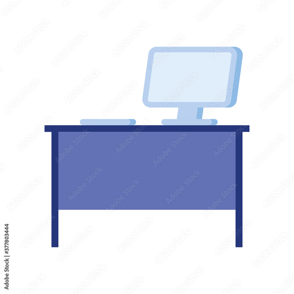 Aufkleber office desk with computer vector design