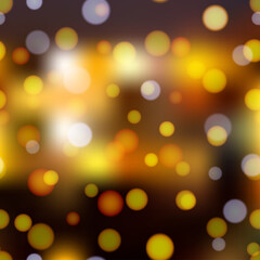 Abstract gold background with defocused lights. Vector