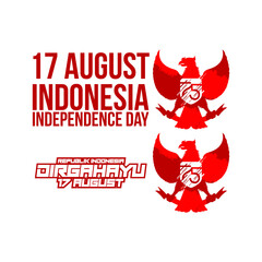 17 August. 75th. Indonesia Happy Independence Day greeting card, banner, and texture background logo