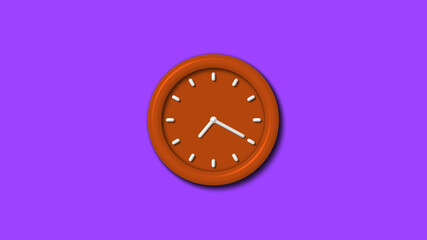 New brown color 3d wall clock on purple background,wall clock