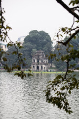 The Turtle Tower (Thap Rua) on Hoan Kiem Lake (Sword Lake) Hanoi, Vietnam