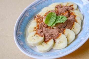 banana slice with chocolate drop - Thailand healthy food