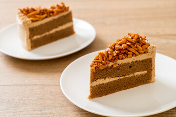 coffee almonds cake on plate