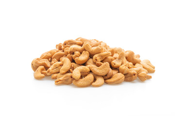 Cashew nuts on white background