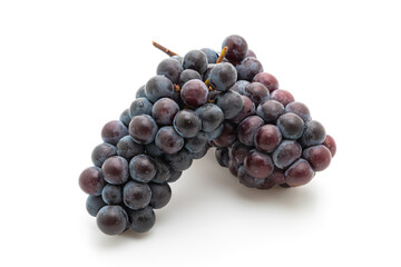 fresh black grapes on white background