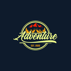 Obraz premium camping and outdoor adventure emblems, logos and badges. Camp tent in forest or mountains. Camping equipment. Vector.