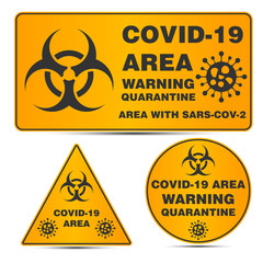 Obraz premium Background set signs of caution area covid-19 vector illustration concept