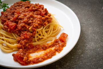 spaghetti bolognese pork or spaghetti with minced pork tomato sauce