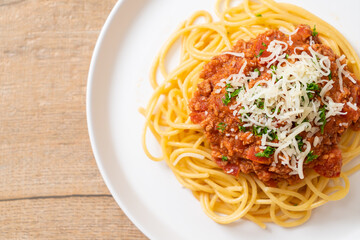 spaghetti bolognese pork or spaghetti with minced pork tomato sauce