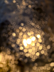 golden christmas lights bokeh on Black background