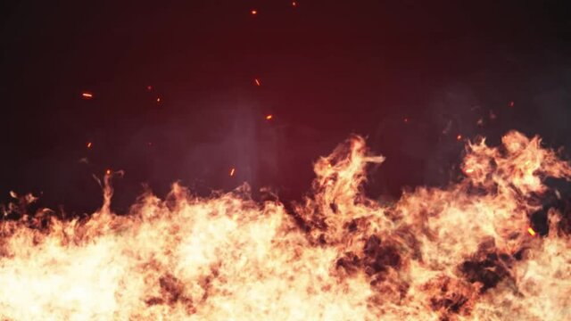Burning flames in dark background - animation