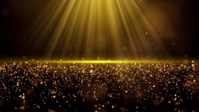 Golden light shining on dust particles - animation