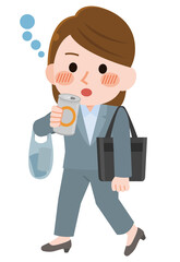 帰宅途中に飲酒しながら歩く女性