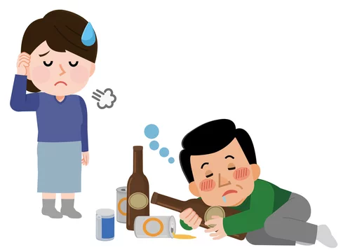 酔いつぶれた男性 呆れる女性 イラスト Stock Vector Adobe Stock