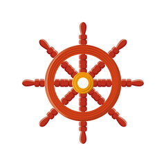 Obraz premium wooden rudder on white background