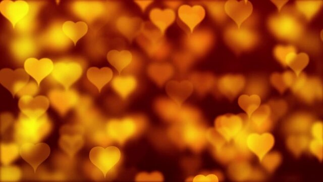 Pretty yellow golden hearts floating - animation