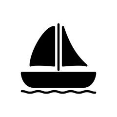 Sail boat icon with glyph style vector for your web design