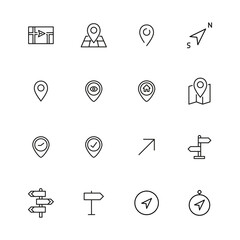 Stroke line icons set of navigation. © dstarky
