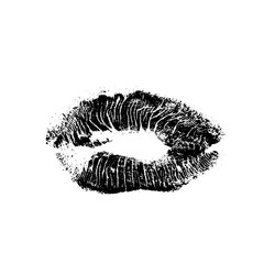 Lips track print. Stamp of mouth isolated on white background. Vector illustration.