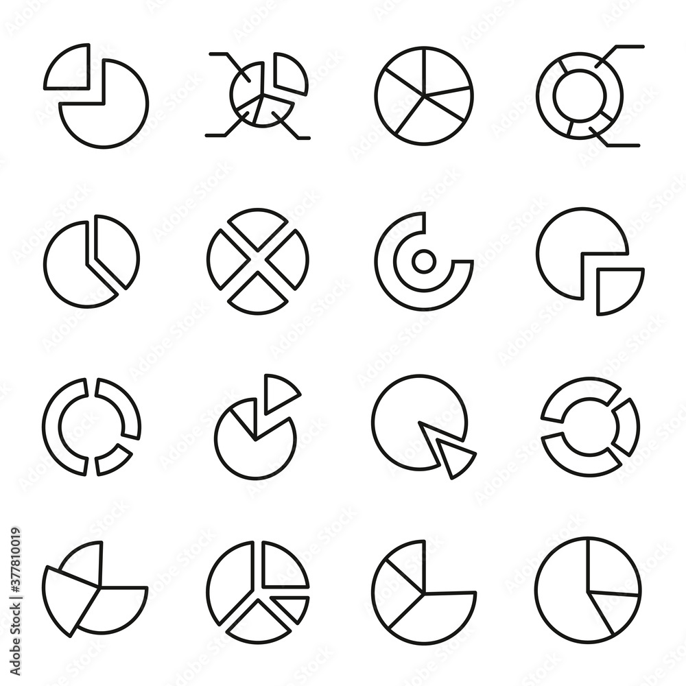 Poster pie chart related vector icon set