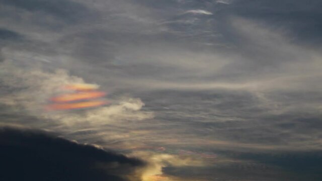 Time lapse of the Iridescent clouds in the sky
