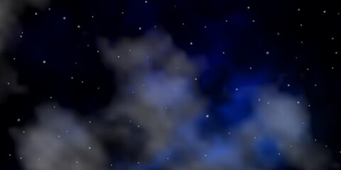 Dark BLUE vector background with small and big stars. Colorful illustration in abstract style with gradient stars. Theme for cell phones.