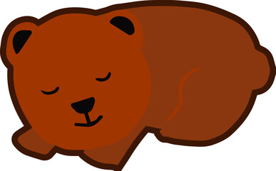 冬眠中の可愛いクマのイラスト