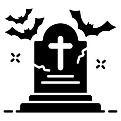 Fototapeta premium Scary graveyard in modern style, vector 