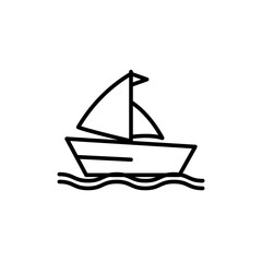 Sail boat icon with outline style vector for your web design