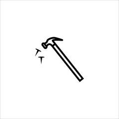 hammer icon with outline style vector for your web design