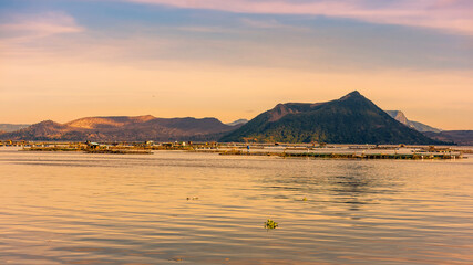 Sunset shot of Binintiang Malaki, a prominent cone of the Taal volcano complex. As seen form the...