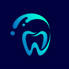 tooth and water splash for dental care logo design