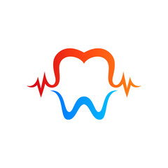 tooth and hearbeat for dental care logo design