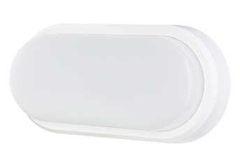 White oval shade, led lamp, side view, on a white background