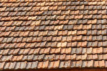 Old tiled roof texture for background