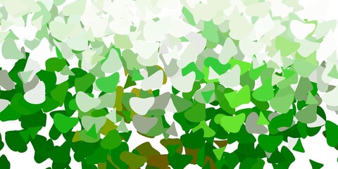 Light green, yellow vector backdrop with chaotic shapes.
