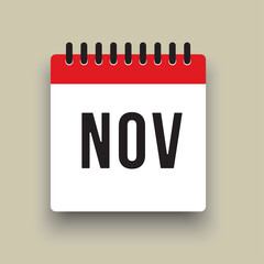 Vector icon day calendar, autumn month November