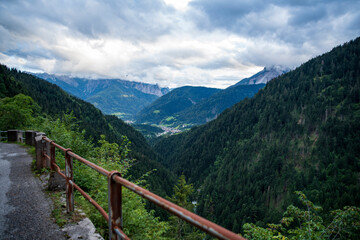 Fototapeta na wymiar mountain alpine landscape with cloudy sky background