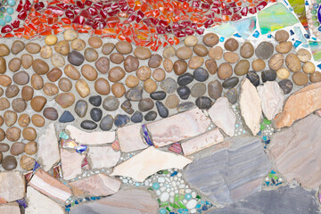 The walls are decorated stone and gravel,color stones texture background