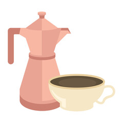 coffee cup and pot vector design
