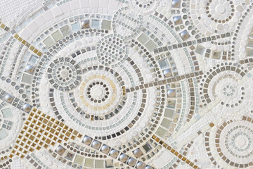 The cement walls are decorated with glass and tile  texture background