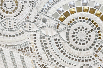 The cement walls are decorated with glass and tile  texture background